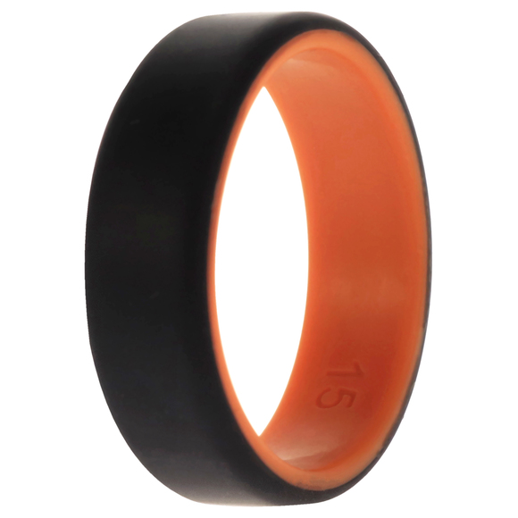 Silicone Wedding 2Layer Beveled 8mm Ring - Orange-Black ROQ for Men 15 mm Ring - Picture 1 of 1